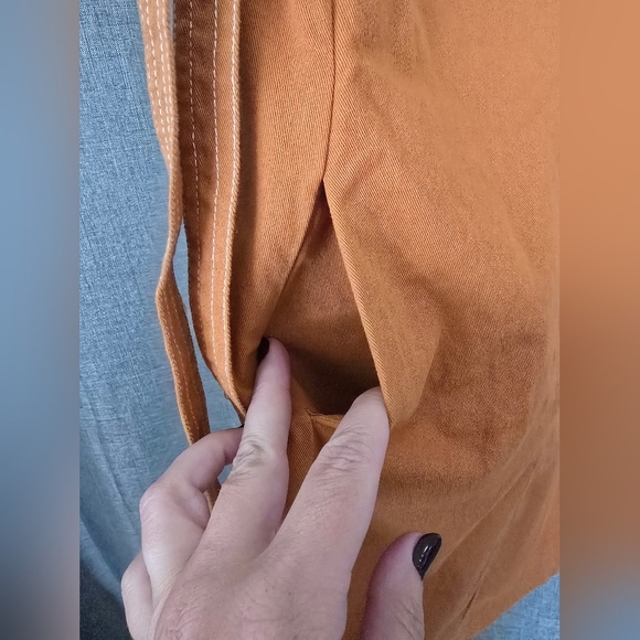 AmyLynn mini shift dress w/ tie shoulders & contrast stitching XS Orange V Neck - Picture 4 of 9